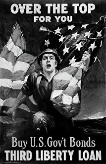 Stars And Stripes Prints: Over the Top for You Liberty Loan Poster by Sidney H. Reisenberg