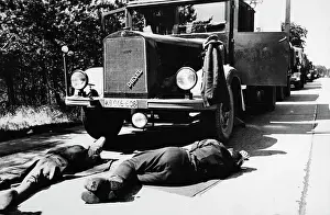 Huty32806 Prints: Lie-Down At German Border Crossing