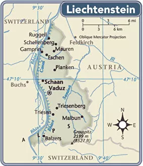 Images Dated 25th June 2018: Liechtenstein country map