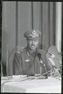 Lieutenant General Aman Andom Speaking at Microphones