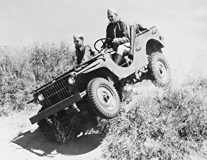 Lieutenants Test Driving New Army Jeep