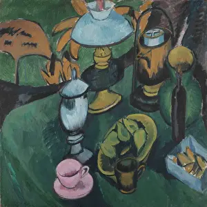 Prints of Still life with a lamp, 1912. Found in the Collection of Bailly Gallery. Artist Kirchner, Ernst Ludwig (1880-1938). (Photo by Fine Art Images/Heritage Images via Getty Images) Raw Rhythms: The Electric World of Ernst Ludwig Kirchner: Still Life With A Lamp
