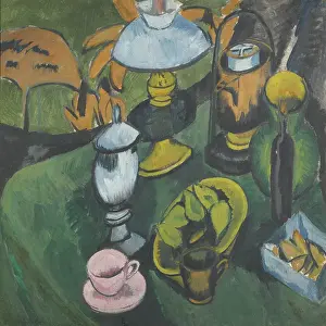 Expressionism Prints: Still life with lamp. Artist: Kirchner, Ernst Ludwig (1880-1938)