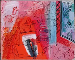 Prints of Still Life with a Violin. Homage to Bach, 1952. Found in the collection of Musée national d'art moderne, Centre Georges Pompidou, Paris. Creator: Dufy, Raoul (1877-1953) Quiet Beauty: Moments of Stillness Captured in Art: Still Life With A Violin. Homage To Bach