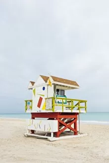 Images Dated 9th February 2016: Lifeguard tower in South Beach, Miami, Florida, USA