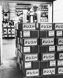 Lift Truck Operator Loads Salk Vaccine