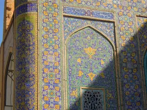 Ceramics Prints: Light and shadow on colorful Islamic design of the Imam mosque - Isfahan, Iran