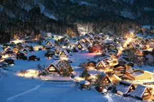 Images Dated 26th January 2017: Light up Shirakawa-go village with snow on Winter 2017