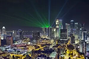 Images Dated 17th March 2013: Light Show Over Singapore City at Night