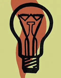 Light Bulb Prints: Lightbulb on Green Background