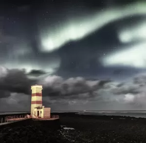 Lighthouse with Aurora Borealis