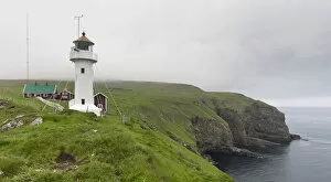 Images Dated 8th June 2013: Lighthouse and cliffs, Akraberg, the southernmost point of Suouroy, Faroe Islands, Denmark