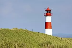 Lighthouse of List Ost on the Sylt peninsula of Ellenbogen, Sylt, North Frisia, Schleswig-Holstein, Germany, Europe