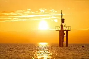 Images Dated 31st January 2013: Lighthouse at sunrise, at Hoernle, Lake Constance, Konstanz, Baden-Wurttemberg, Germany