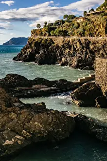 Ligurian Sea Prints: Ligurian sea coastline as seen from Manarola village in Cinque Terre National Park