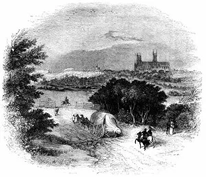 Images Dated 27th March 2011: Lincoln Cathedral from the South (Engraved illustration)
