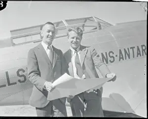 Lincoln Ellsworth and Bernt Balchen with Map at Airplane