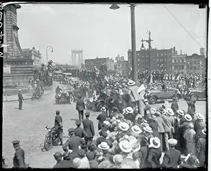 James J Prints: Lindbergh Cavalcade Going to Brooklyn