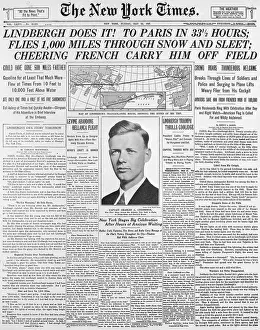 Lindbergh's Successful Flight on Newspaper Cover