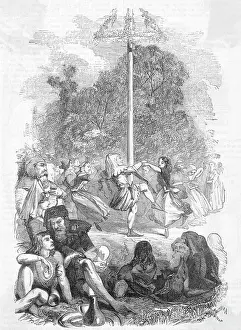 Line Drawing of English Merrymaking