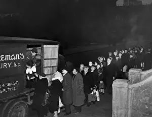 Milk Prints: Line Of Poor Buying Milk From Truck