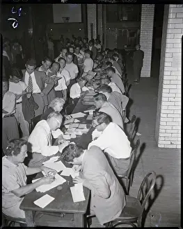 Draft Prints: Line Of Students Register For The Draft