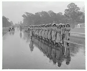 North Carolina Prints: Line of Women Soldiers Marching on Road