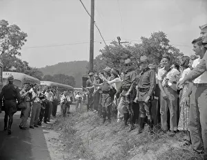 Peekskill Prints: Lines of Protesters Alongside Road