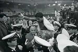 Bantamweight Boxer Prints: Lionel Rose Carried on Crew's Shoulders