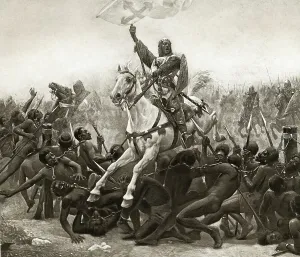 Crusade Prints: Lithograph of a Battle During Crusades