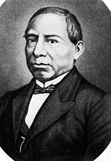 Lithograph of Benito Juarez Bust Wearing Bow Tie