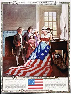 Patience Prints: Lithograph of Betsy Ross Sewing the Flag