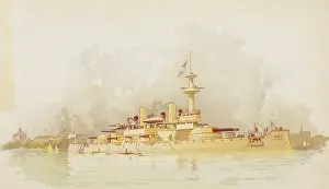 Lithograph after Charles Graham Depicting the Naval Exhibit at the World's Columbian Exposition