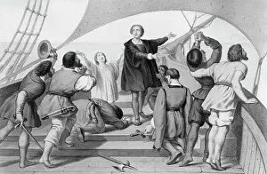Crew Prints: Lithograph Of Columbus & Crew Sighting L