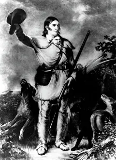 Circling Prints: Lithograph of Davy Crockett based on a Painting by J.G. Chapman
