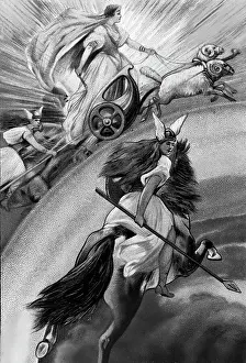Viking Prints: Lithograph Of Frigg And Valykyries