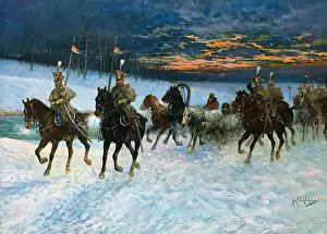 Retreat Prints: Lithograph of Napoleon and His Troops