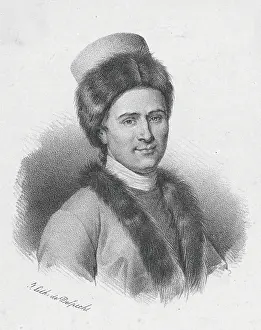 Inscription Prints: Lithograph Portrait of Jean-Jacques Rousseau in Armenian Costume