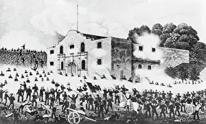 Lithograph of the Siege of the Alamo