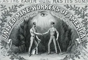 Teamwork Prints: Lithograph with United Mine Workers of America Emblem