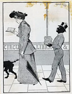 Library Prints: Lithograph of Woman Reading With A Servant Following