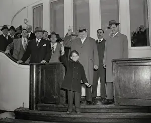 Little Boy and Winston Churchill Making Victory Sign