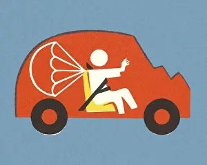 Emergency Prints: Little Car and Person with a Parachute