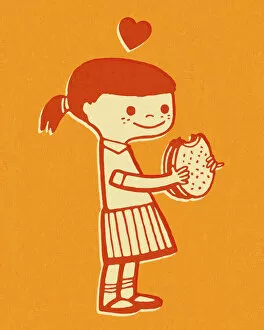 Child Gallery: Little Girl Eating Hamburger