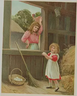 Barn Prints: Little Girl Holding Egg