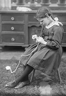 Little Girl Knitting