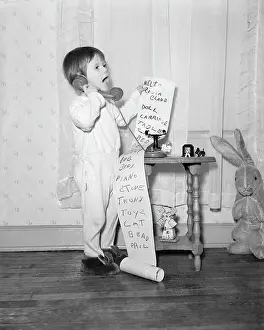 List Prints: Little Girl on the Phone to Santa