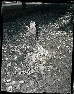 Repetition Prints: Little Girl Raking Leaves
