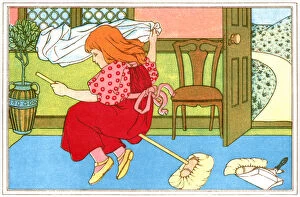 Images Dated 3rd February 2016: Little girl riding on a broom