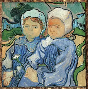 Only Girls Prints: Two Little Girls, by Vincent Van Gogh, 1889, 19th Century, oil on canvas, cm 51, 2 x 51